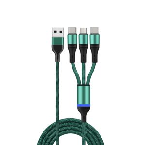 Home universal nylon braided 66w 3 in 1 usb cable fast charging phone charger 3a 3 in 1 usb c micro cable cell phone cable
