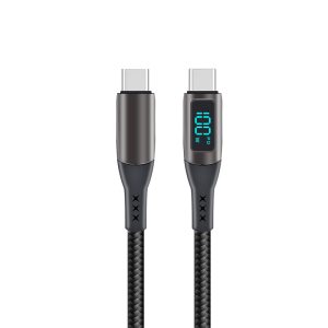 100w digital display fast charging cable usb c to usb c durable nylon braided data cable charging cable