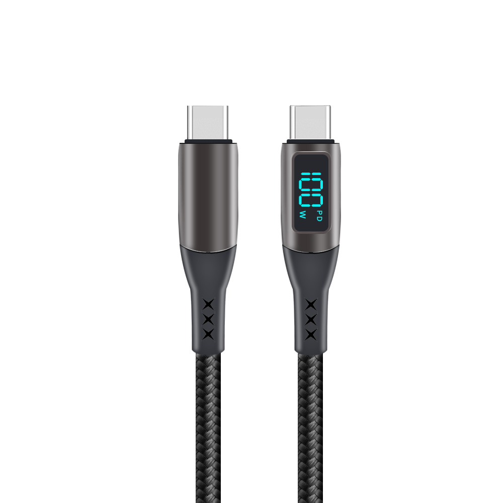 100w digital display fast charging cable usb c to usb c durable nylon braided data cable charging cable 100w digital display fast charging cable usb c to usb c durable nylon braided data cable charging cable