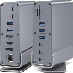 Home 15 in 1 usb c docking station multiport adapter with dual 4k hd mi/displayport 7 usb ports 100w pd audio sd tf support usb hubs