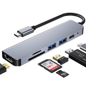 usb c hub 6 in 1 multi function type c to hdtv hub 4k 30hz usb 3.0 sd tf docking station pd fast otg card reader hub