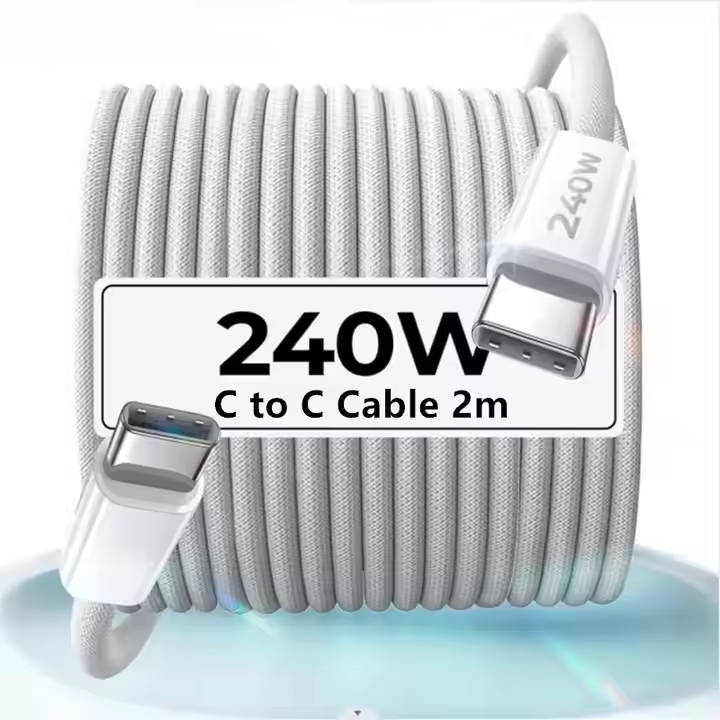 240w usb c to c phone fast charging cable 6ft nylon braided pd 3a for iphone 15/samsung/macbook 240w usb c to c phone fast charging cable 6ft nylon braided pd 3a for iphone 15/samsung/macbook