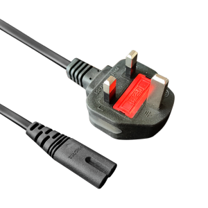 1.5m uk 8 feet end 2 pin power cable uk plug c7 universal uk plug power cord