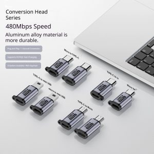 oem 480mbps micro usb c male to type c female adapter 12w 2.1a power rate type c to 8 pin port converter for laptop phone