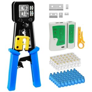 multifunctional hardware tool set 6p 8p 2 in 1 pass through pliers stripper cutter crimper rj45 crimping tool telecom parts