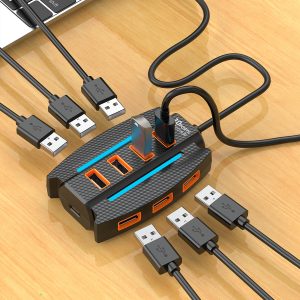 multiport 10 ports usb 2.0 hub with led color expander hub adapter for connecting keyboard mouse printer flash drive hdd