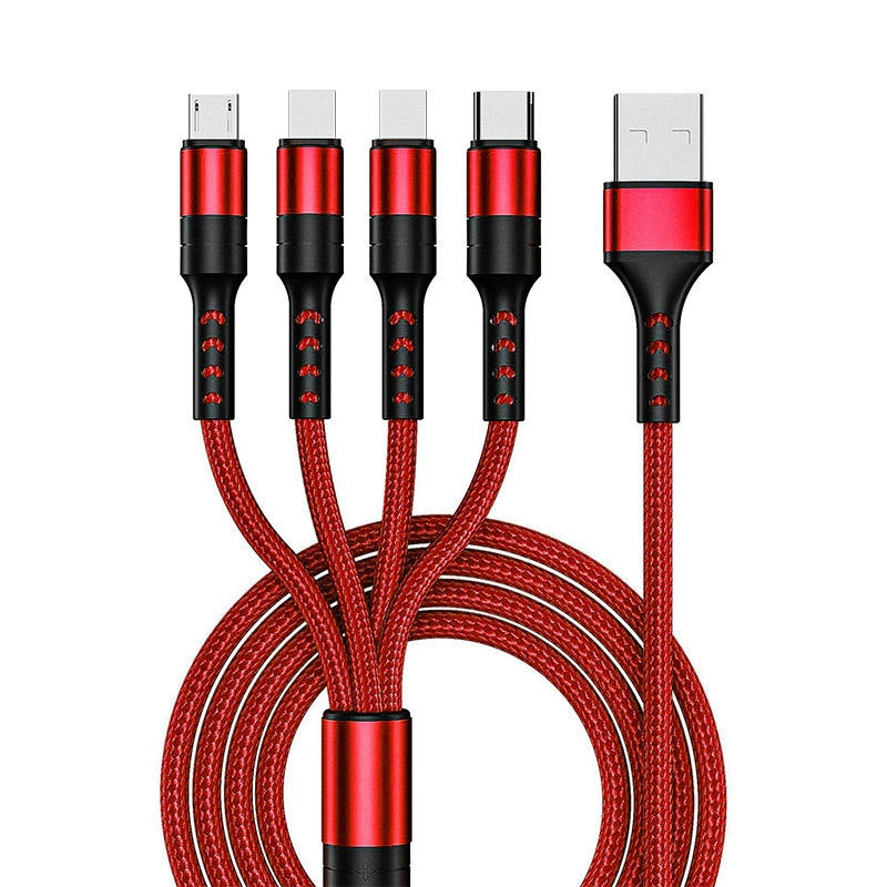 4 in1 2a charging cable double ios type c cable nylon braid multiple micro type c usb mobile phone charge cable for phone 4 in1 2a charging cable double ios type c cable nylon braid multiple micro type c usb mobile phone charge cable for phone