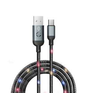 tpe 3a voice activated flash charging cable led cable flash usb type c data usb charger cable for lp