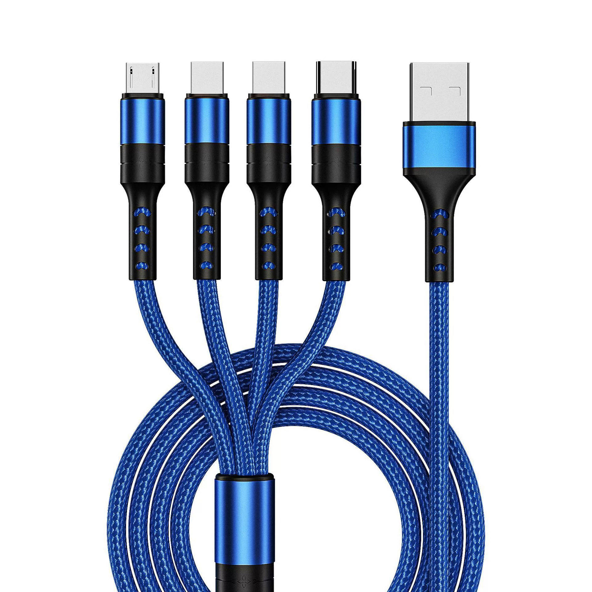 4 in1 2a charging cable double ios type c cable nylon braid multiple micro type c usb mobile phone charge cable for phone 4 in1 2a charging cable double ios type c cable nylon braid multiple micro type c usb mobile phone charge cable for phone