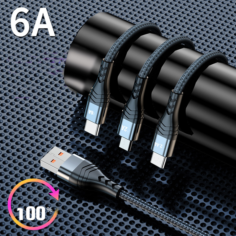3 in 1 usb data cable 6a 66w micro phone cable micro usb type c usb charging cable for phone 3 in 1 usb data cable 6a 66w micro phone cable micro usb type c usb charging cable for phone