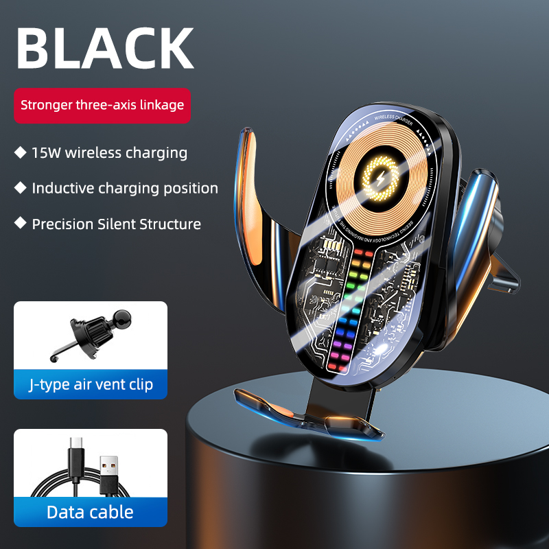15w cyberpunk style cell phone car wireless charging automatic clamping infrared induction car wireless charger phone holder 15w cyberpunk style cell phone car wireless charging automatic clamping infrared induction car wireless charger phone holder