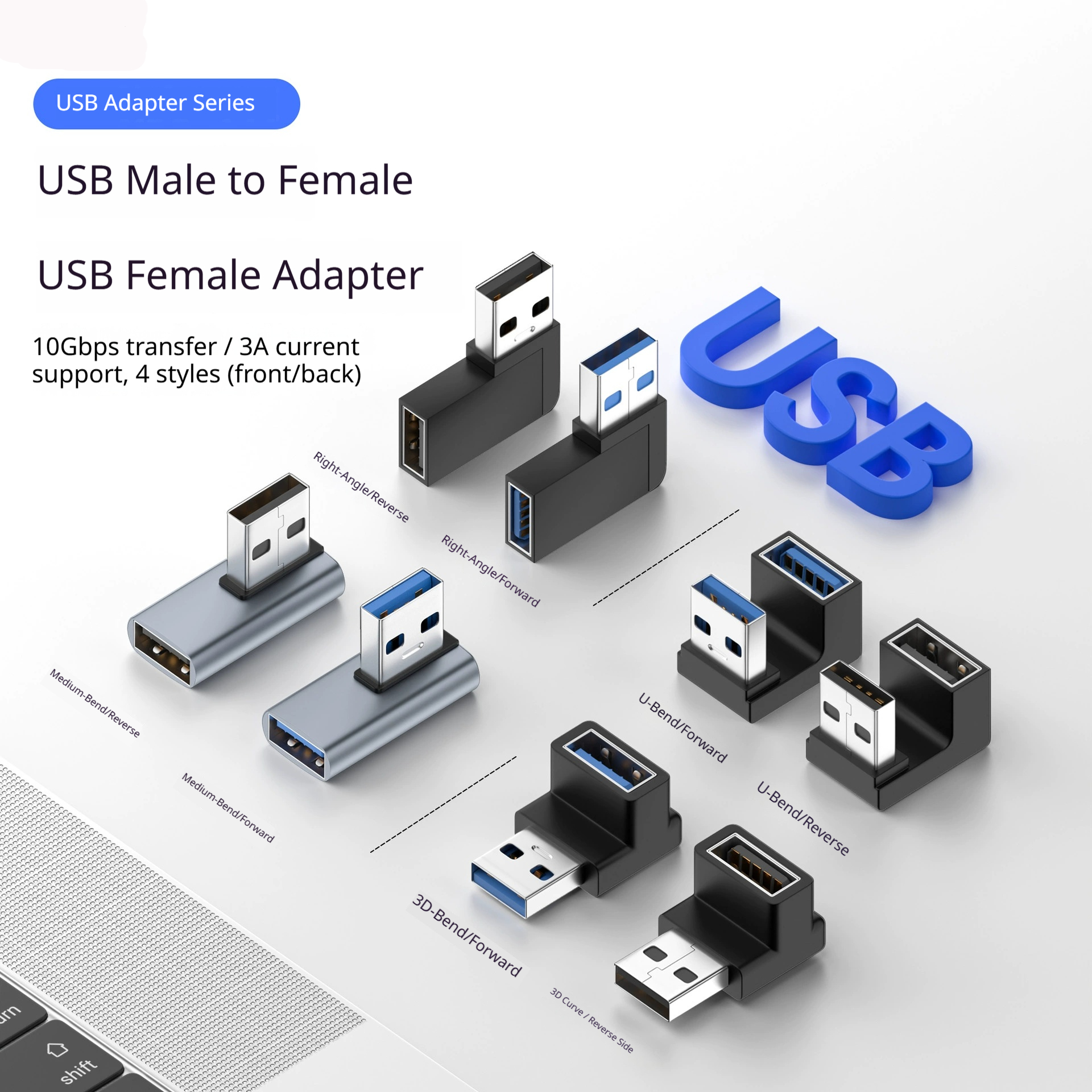 usb connecter a male to a female u shaped elbow positive and negative direction laptop otg usb3.0 male to female adapter usb connecter a male to a female u shaped elbow positive and negative direction laptop otg usb3.0 male to female adapter