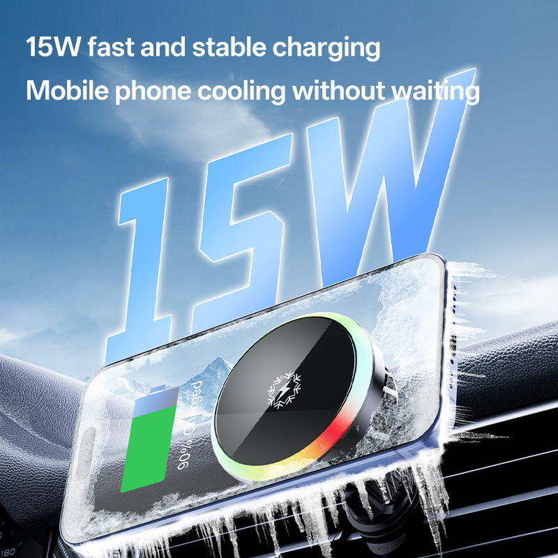 15w magneticrefrigeration cooling fan radiator wireless car charger with breathing light atmosphere light phone mount holder 15w magneticrefrigeration cooling fan radiator wireless car charger with breathing light atmosphere light phone mount holder