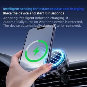 multifunctional magnetic 15w fast charging 2 in 1 car wireless charger holder charger stand bracket with light for phone