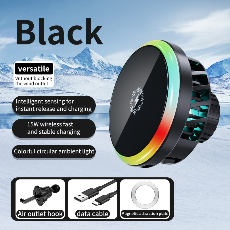 15w magneticrefrigeration cooling fan radiator wireless car charger with breathing light atmosphere light phone mount holder 15w magneticrefrigeration cooling fan radiator wireless car charger with breathing light atmosphere light phone mount holder