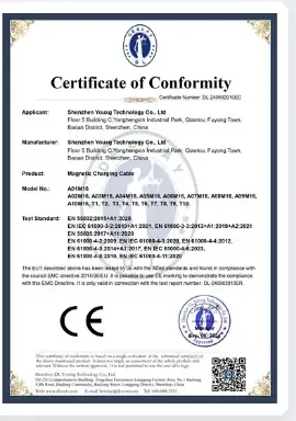 Conformity certificate