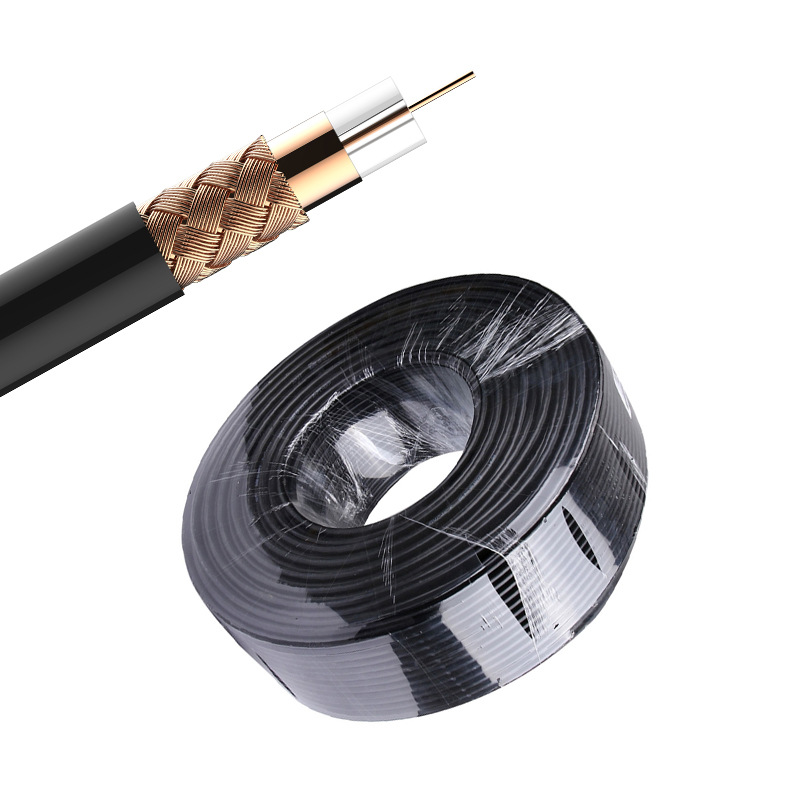 blk coil braid RG59 CCTV coaxial cable 100m coil with copper braid