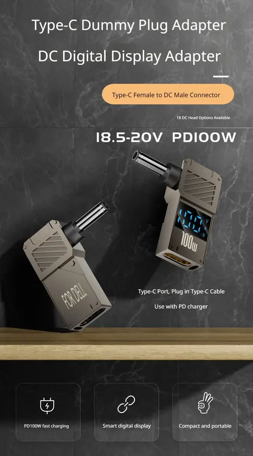 PD 65W USB-C to DC 5.5 Adapter