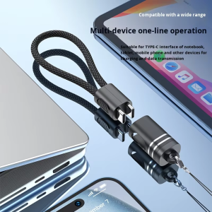 60w usb c to c fast charging cable, nylon braided short data cord with lanyard for laptop, tablet and mobile phone